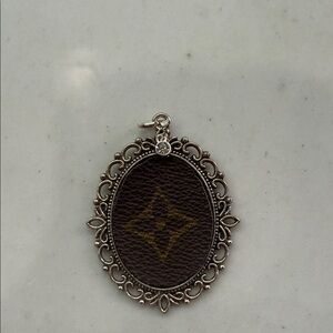 Upcycled Designer Brown Pendant with Silver Frame